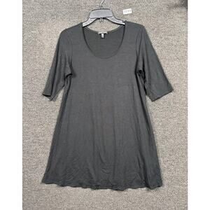 Eileen Fisher T-Shirt Dress Womens Size M Black Short Sleeve Scoop Neck Casual